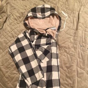 Columbia plaid flannel button up hoodie